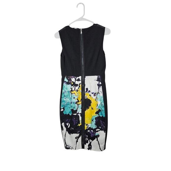 NWOT T Tahari Abstract Sleeveless Knee Length Bodycon Dress Size 2 XS - Picture 2 of 9
